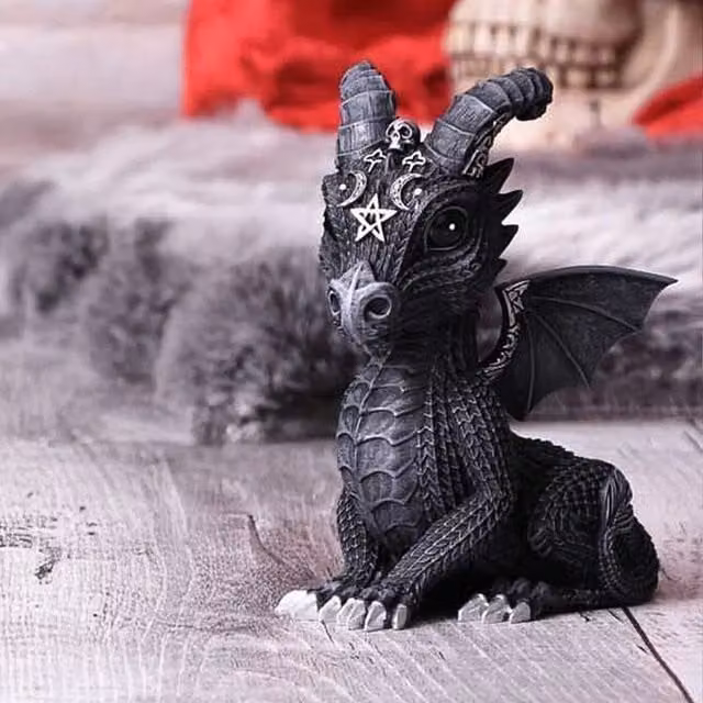 Nemesis Now Lucifly Occult Dragon Figurine in Black and Silver, Height: 10.7 cm