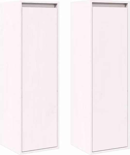 Berkfield Home White Solid Pinewood Wall Cabinets, 2 Pieces, W/D/H: 30 x 30 x 100 cm