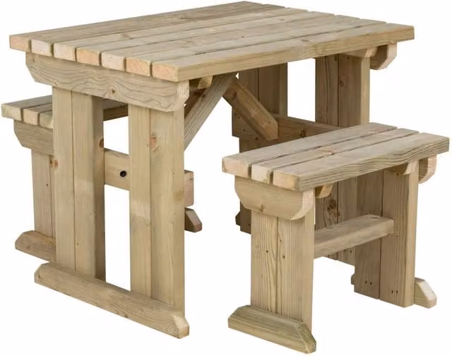 Arbor Garden Solutions Rustic Treated Hardwood Picnic Bench Set in Green, W/D/H: 120 x 73 x 76 cm