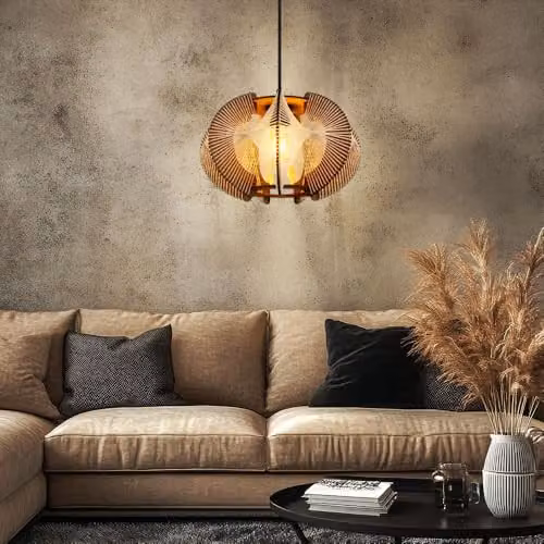 Netlighting Sakura Black and Wood Pendant Lamp, Diameter: 44 cm, Height: 150 cm – 3