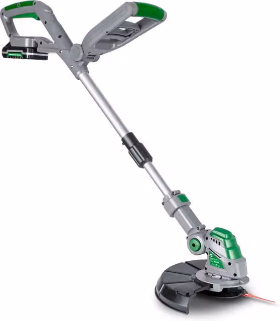 Gracious Gardens Cordless 18V Li-Ion Battery Powered Telescopic Grass Strimmer in Green and Grey