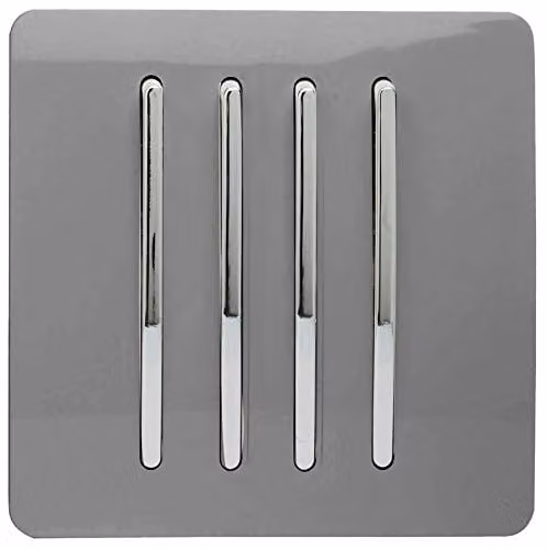 Trendi Modern Grey Plastic 4 Gang 2 Way Flush Plate Light Switch