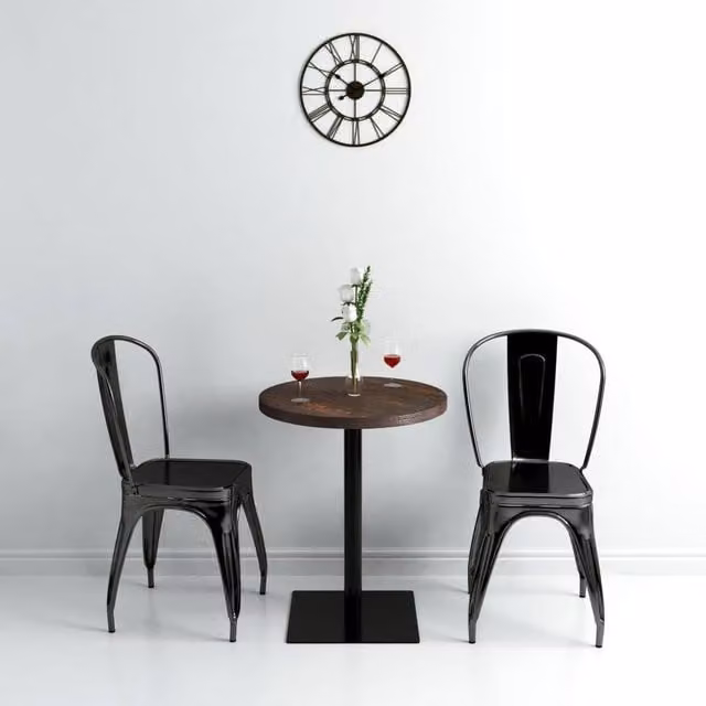 Berkfield Home Bistro Table in Dark Ash Brown, Round MDF and Steel, W: 60 cm, H: 75 cm