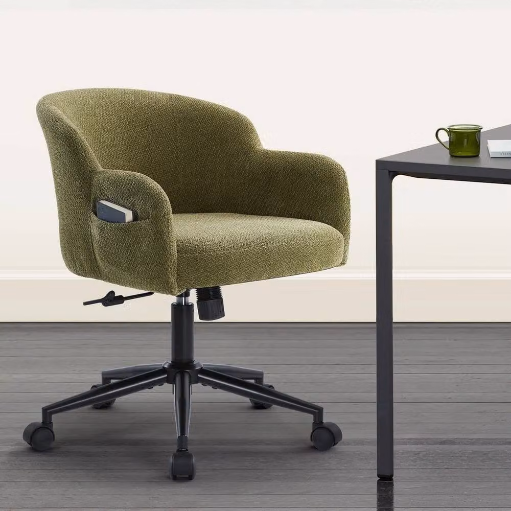 KORVIXA Ergonomic Green Fabric Office Chair with Armrests and 360 Degree Swivel – 3