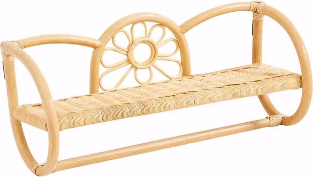 Nordlys Scandinavian Wall Mounted Hanging Storage Shelf in Brown Natural Rattan