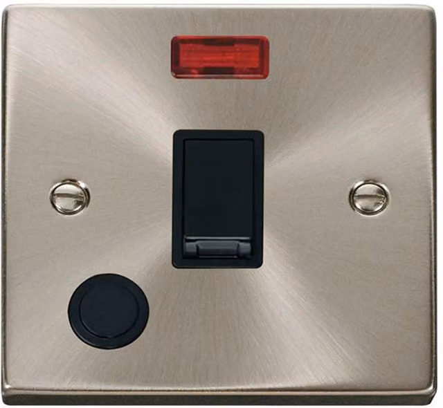 SE Home 1 Gang 20A DP Switch with Flex and Neon in Satin Brushed Chrome and Metallic Silver