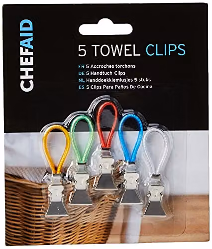 Chef Aid Multicolour Metal Hanging Tea Towel Clips