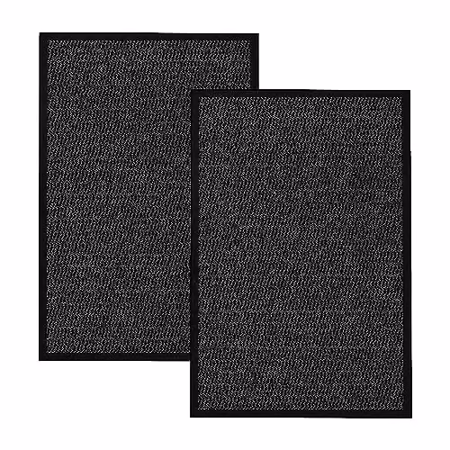 KAV Non-Slip Washable Dirt Trapper Door Mat, Black, Pack of 2, W: 40 cm, D: 60 cm
