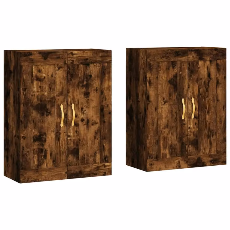 Berkfield Home Set of 2 Wall Mounted Cabinets in Smoked Oak Brown Engineered Wood