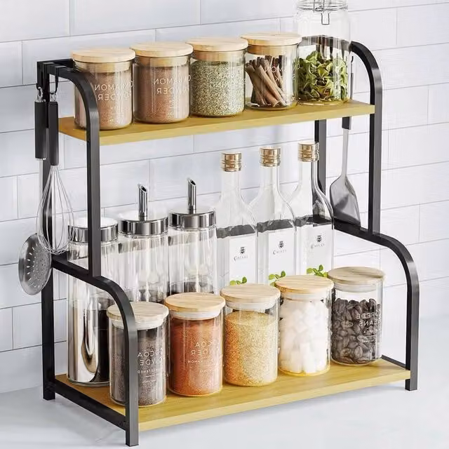 KORVIXA Black Kitchen and Bathroom Shelf Organiser, Width: 100 cm