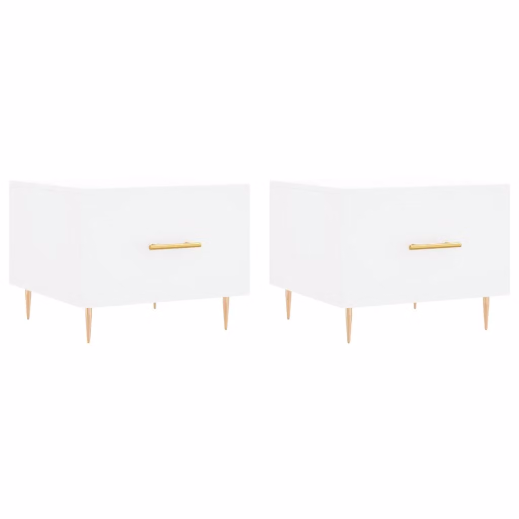Berkfield Home Set of 2 White Square Coffee Tables, W/D/H: 50 x 50 x 40 cm