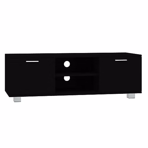vidaXL Modern Black TV Cabinet with Media Compartments and Grommet, W/D/H: 120 x 40.5 x 35 cm