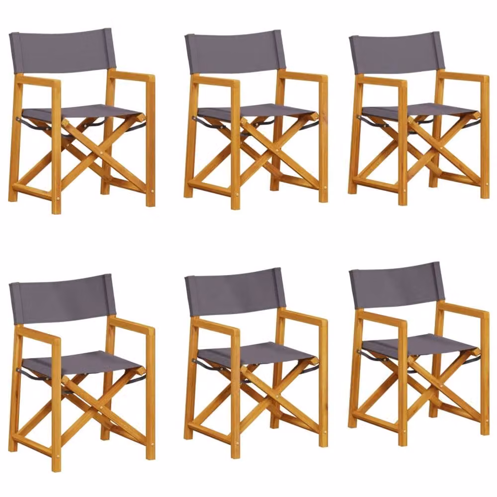 Berkfield Home 6 Piece Folding Acacia Wood Garden Chairs in Grey – 2