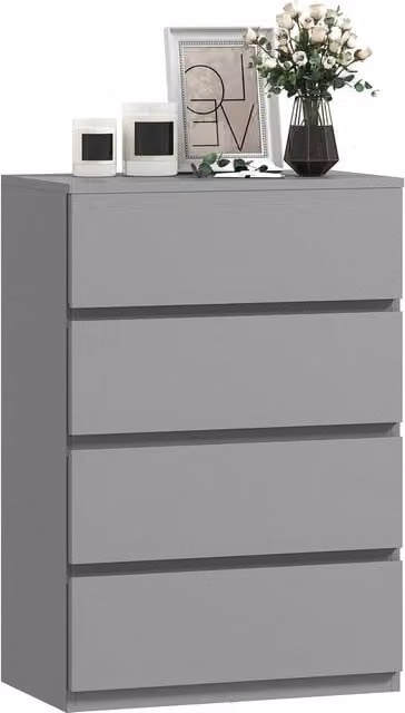 HOMCOM Modern 4 Drawer Bedroom Chest of Drawers in Grey