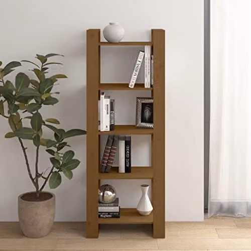 vidaXL Solid Wood Book Cabinet and Room Divider in Honey Brown, W: 60 cm, D: 35 cm, H: 160 cm – 2