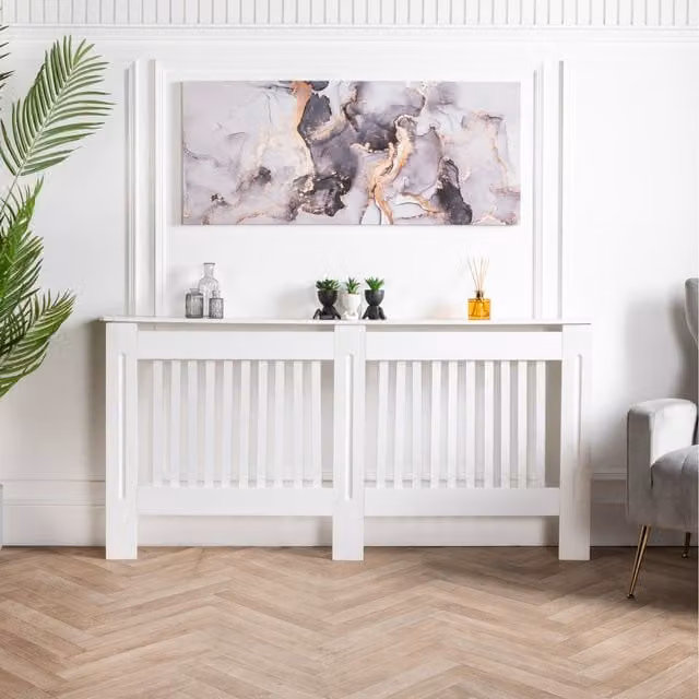 Home Treats Modern MDF Radiator Cover in White or Grey, Width: 172 cm
