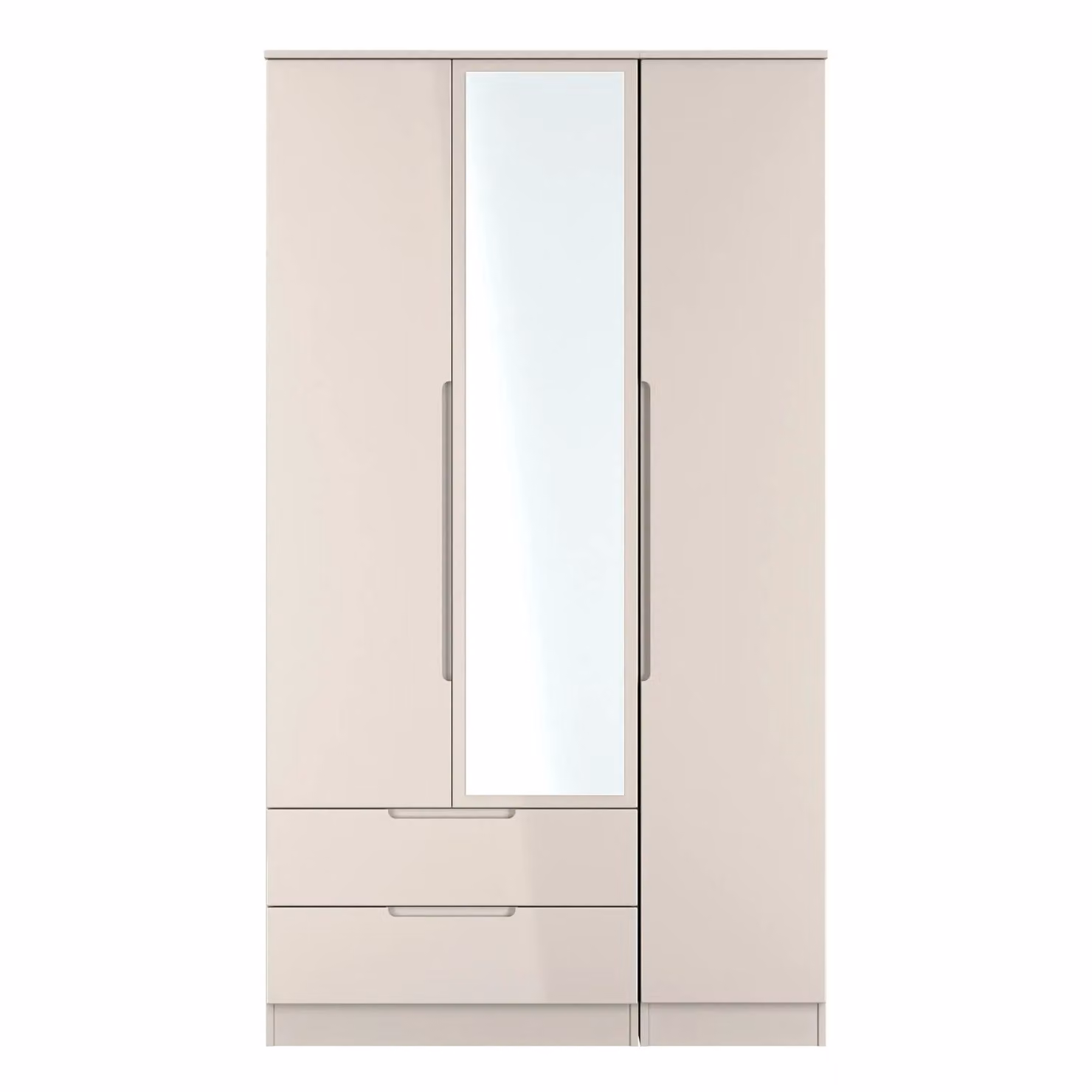 2 U Lucca Ready Assembled Triple Mirror Wardrobe with 2 Integrated Drawers in Taupe – 2