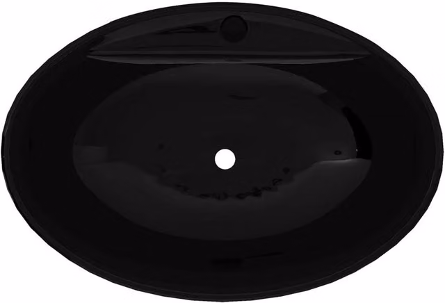 Berkfield Home Elegant Oval Ceramic Bathroom Sink Basin in Black with Overflow, W/D/H: 58.5 x 39.0 x 21.0 cm