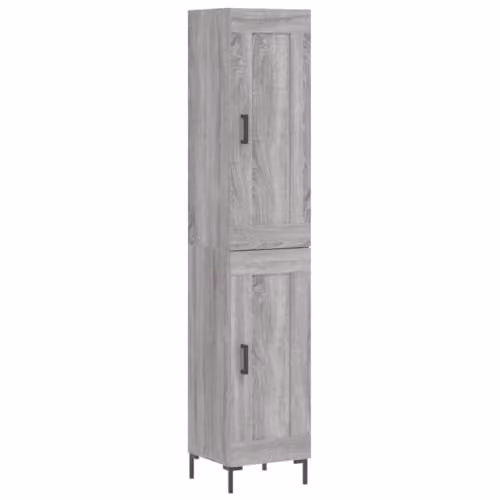vidaXL Highboard in Grey Sonoma, Modern Freestanding Cabinet with Hinged Doors, W/D/H: 34.5 x 34 x 180 cm – 1