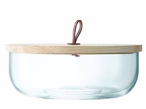 LSA International Ivalo Glass Container with Ash Wood Lid, Transparent, Height: 11 cm – 1