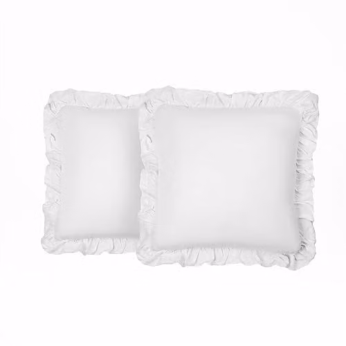 OHS 2 Pack Plain Faux Linen Frill Cushion Covers in White, W/D/H: 45 x 45 x 45 cm