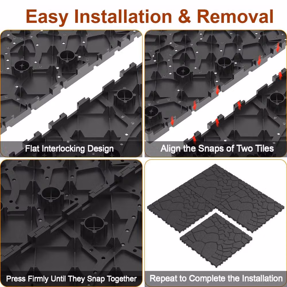 NIVOR 44 Piece Composite Plastic Decking Tiles for Indoor and Outdoor Flooring, W/D/H: 30 x 30 x 30 cm – 3
