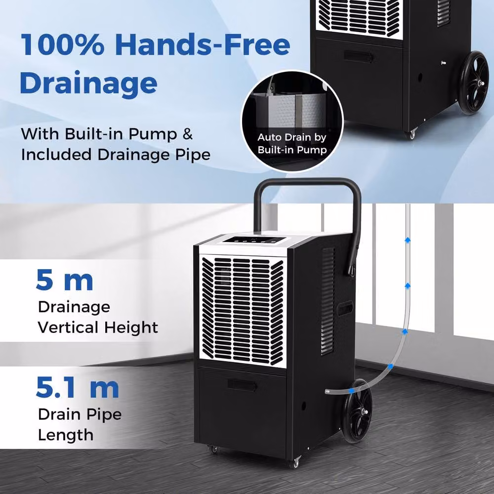 Costway 66L Commercial and Industrial Dehumidifier in Black – 6