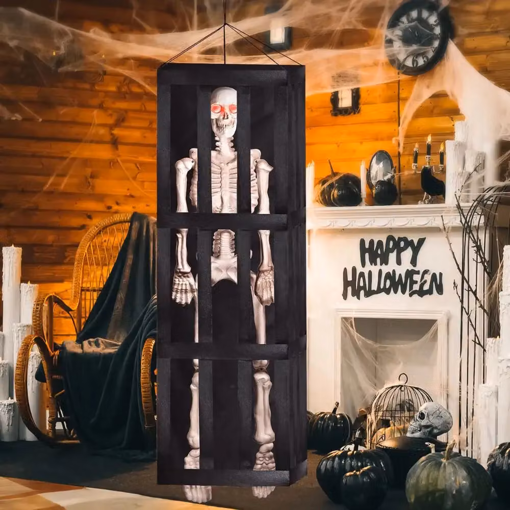 Garden Greatness Multicolour Hanging Skeleton Cage with Sound and Motion for Halloween Parties – 3