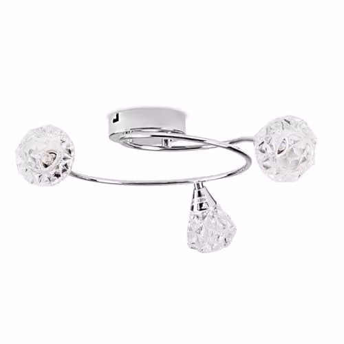 ValueLights Astley Modern Polished Chrome 3 Way Swirl Flush Ceiling Light with Transparent Glass Dome in Silver – 1