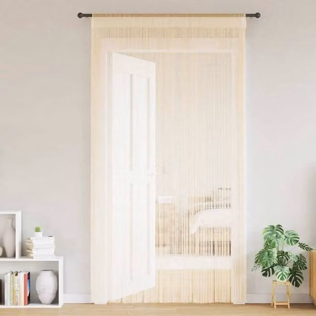 Berkfield Home String Curtains, 2 Pack, Beige, W: 100 cm, H: 250 cm