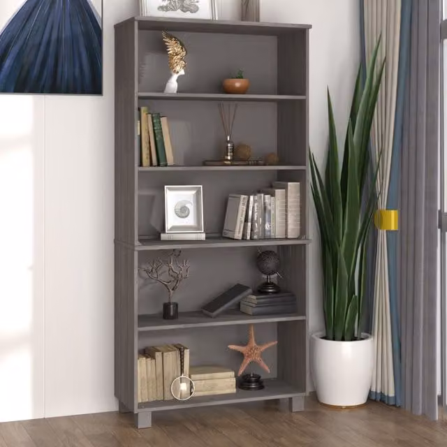 Berkfield Home HAMAR Highboard in Light Grey Solid Pine Wood