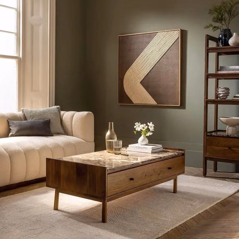 Atkin and Thyme Brera Marble Coffee Table in Brown