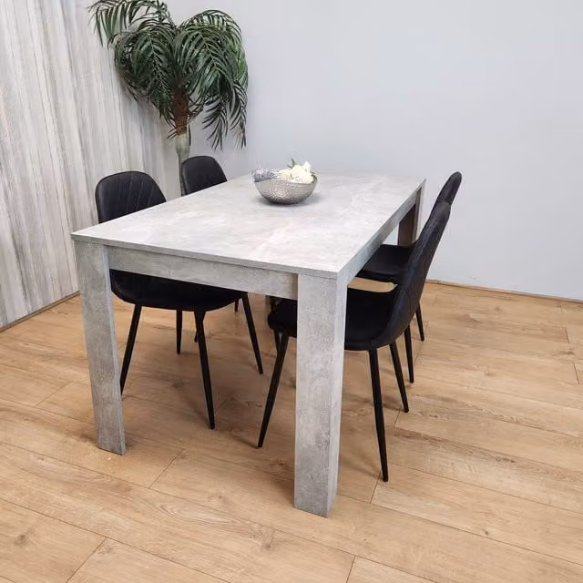 Kosy Koala Modern Rectangular Dining Table and 4 Black Chairs Set in Grey and Black