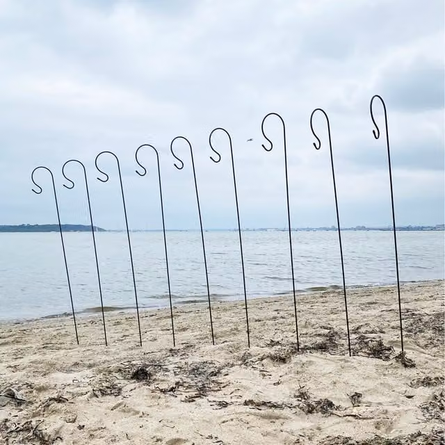 Shepherds Crook Black Metal Garden Border Support Hooks, Height: 150 cm