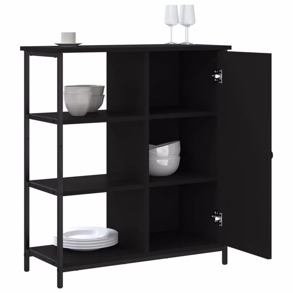 Berkfield Home Modern Black Sideboard in Matt Engineered Wood W/D/H: 70 x 30 x 80 cm – 4