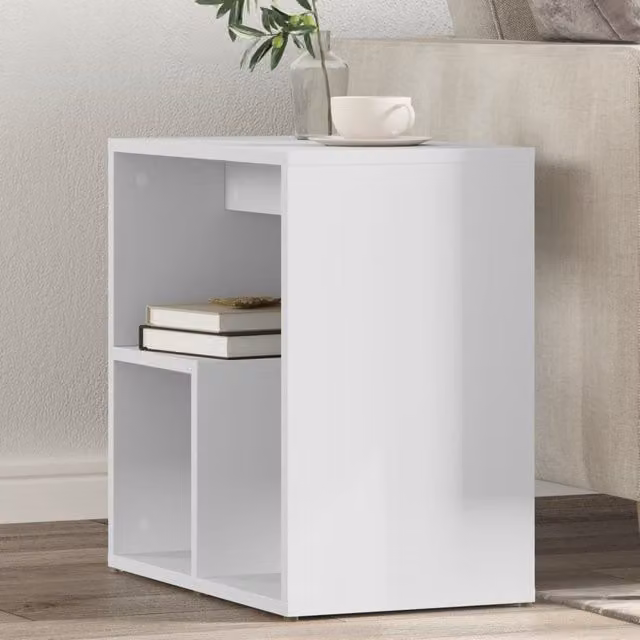 Berkfield Home Set of 2 White Side Tables in Engineered Wood, W/D/H: 50 x 30 x 50 cm