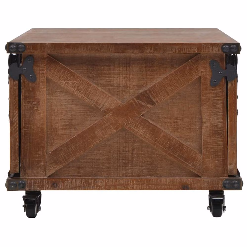 Berkfield Home Industrial Solid Fir Wood Coffee Table in Brown, W/D/H: 91 x 51 x 38 cm – 3