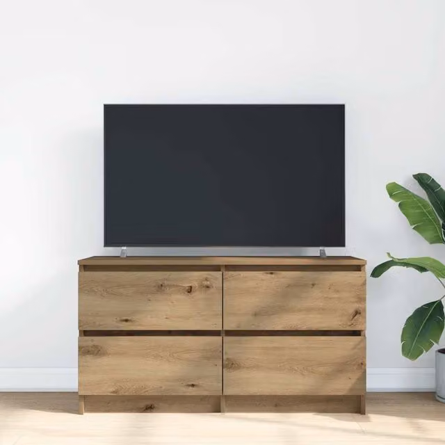 Berkfield Home Artisan Oak TV Cabinet in Brown, W/D/H: 100 x 35 x 54 cm – 1