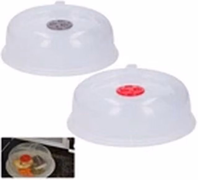 Havendro 2 Pack Transparent Plastic Food Plate Dish Covers with Vented Handles and Microwave Safe Lids