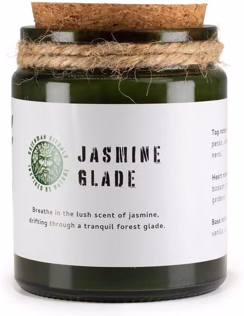 Serenityy Jasmine Glade Soy Woodwick Candle in Green, 50 g – 1