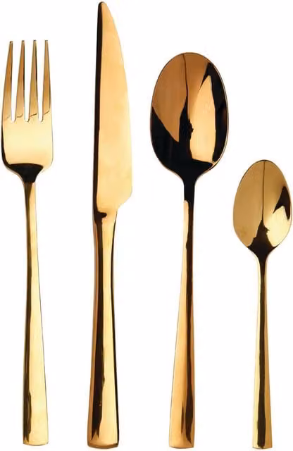 Orsina Avie Glow 16 Piece Coated Stainless Steel Cutlery Set in Yellow – 1