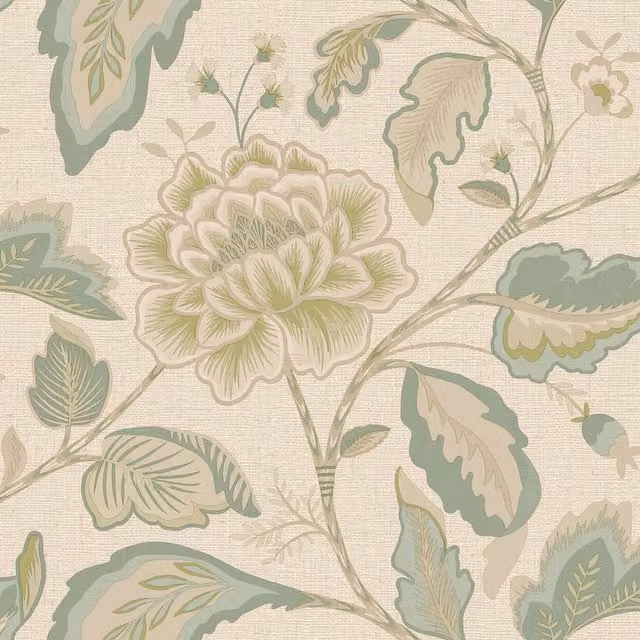 Belgravia Maya Floral Trail Botanical Vinyl Textured Wallpaper in Green