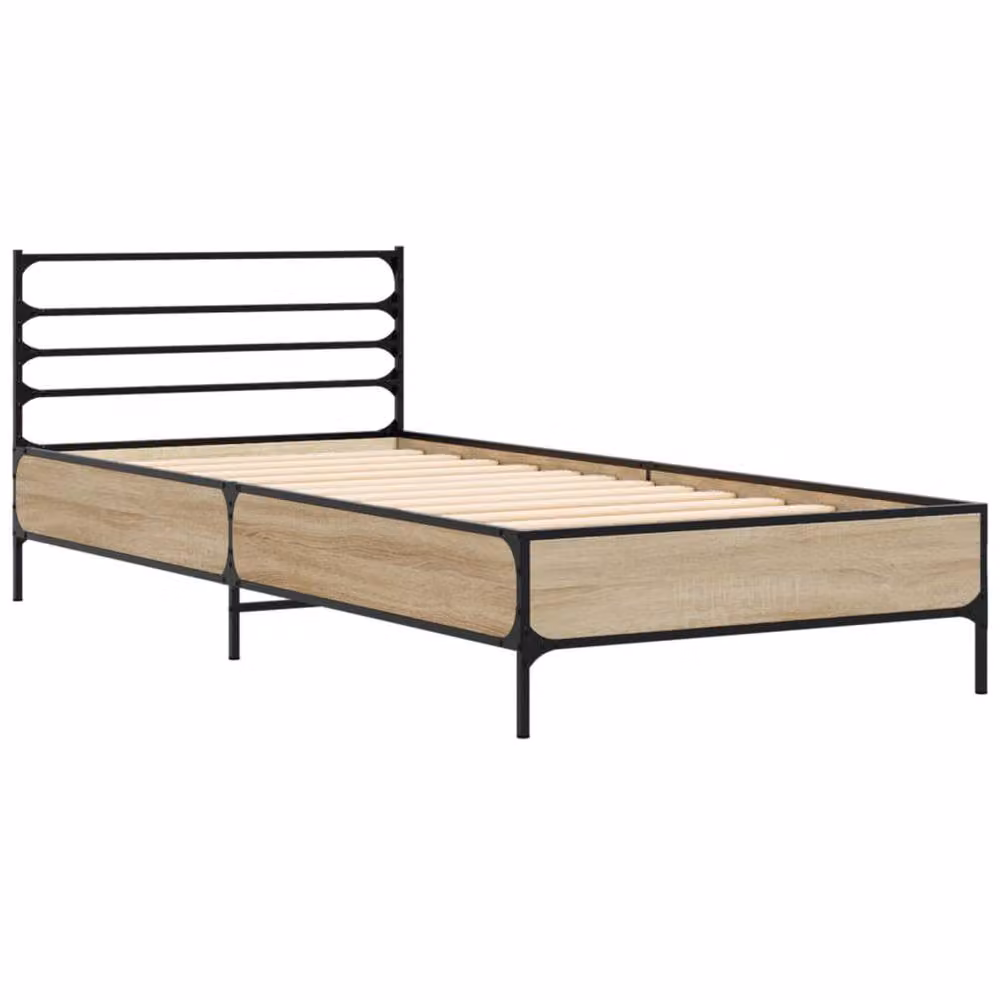 Berkfield Home Sonoma Oak Bed Frame in Light Oak, W/D/H: 90 x 200 cm – 3