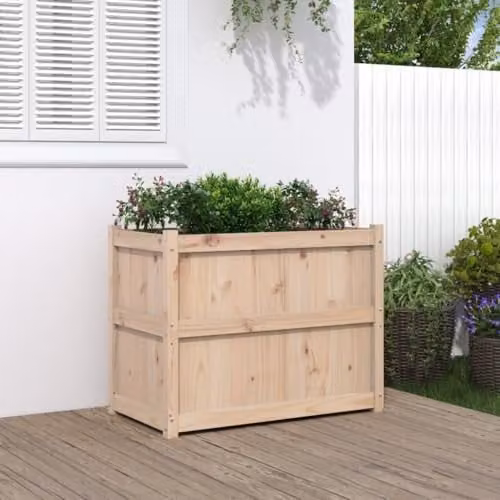 vidaXL Brown Solid Wood Pine Garden Planter Tub W: 90 cm, D: 50 cm, H: 70 cm – 2