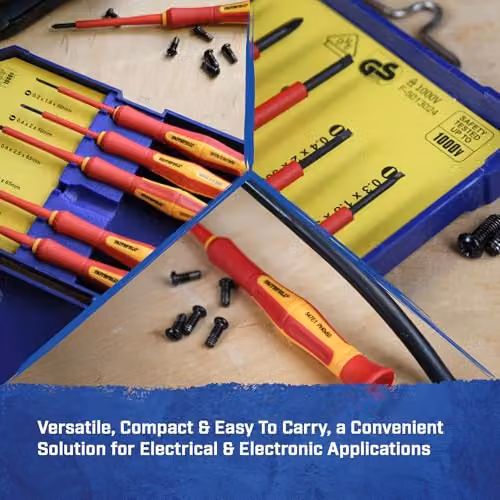 Faithfull 6 Piece Red VDE Precision Screwdriver Set in Chrome-Vanadium Steel – 4