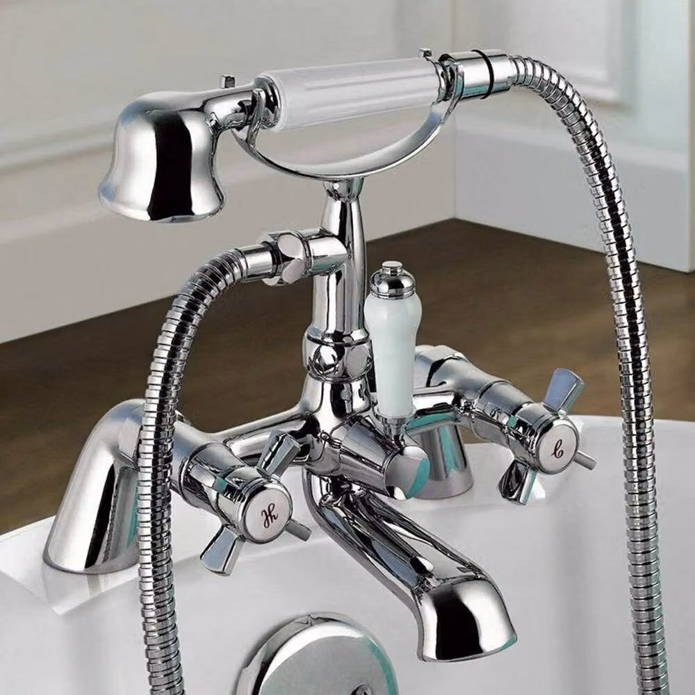 NESTLUNE Traditional Two-Handle Bath Filler Shower Mixer Tap in Silver, W: 1000 cm, H: 52 cm – 3