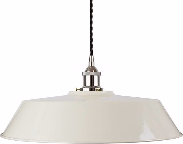 SE Home Chancery Large Pendant Light in White Clay with Nickel and Black Twisted Metal Details
