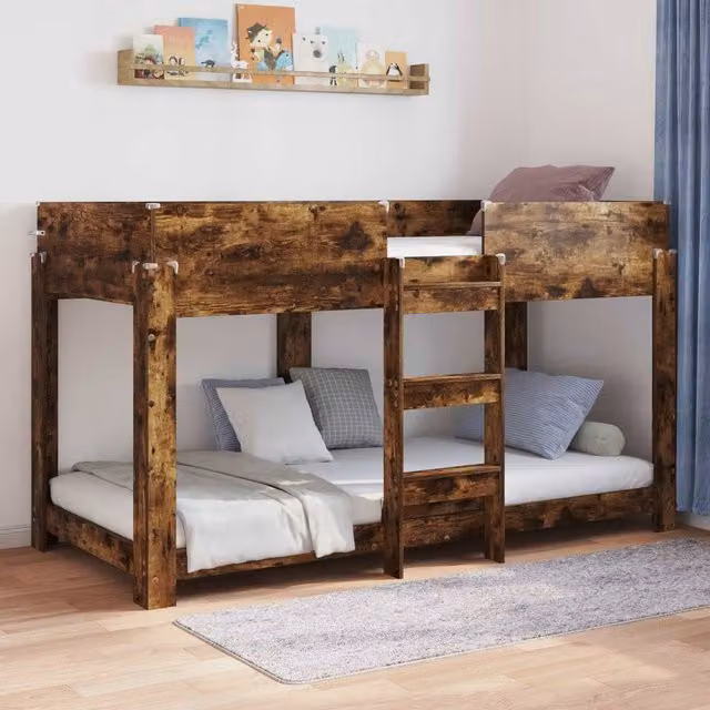 Berkfield Home Modern Two-Level Bunk Bed for Children in Smoked Oak Brown, W/D/H: 90 x 190 cm – 1