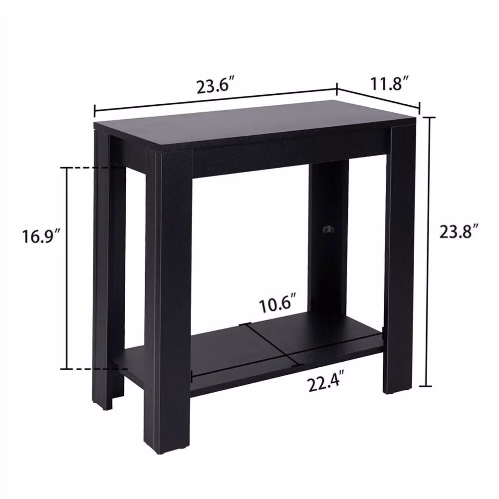 NESTLUNE Black Thick Narrow End Table and Sofa Side Storage Shelf – 2