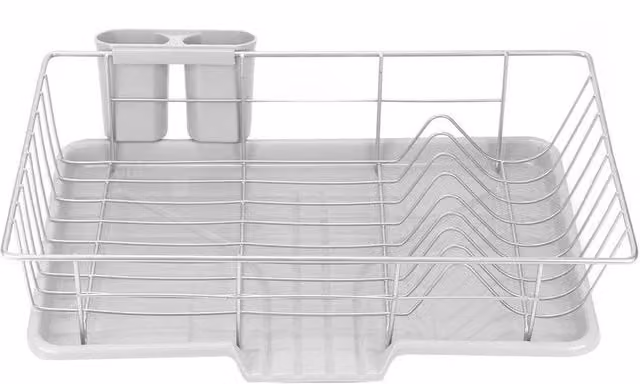 KORVIXA Large Dish Drying Rack Drainer in Grey, W: 100 cm, D: 15 cm, H: 15 cm